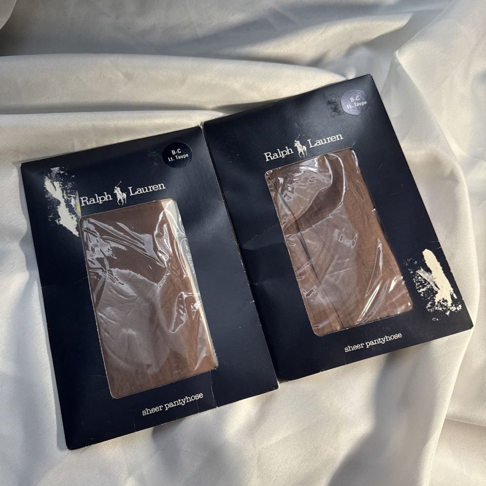 Vintage Ralph Lauren Sheer Lt. Taupe Pantyhose Size B-C New in Package Lot Of 2
